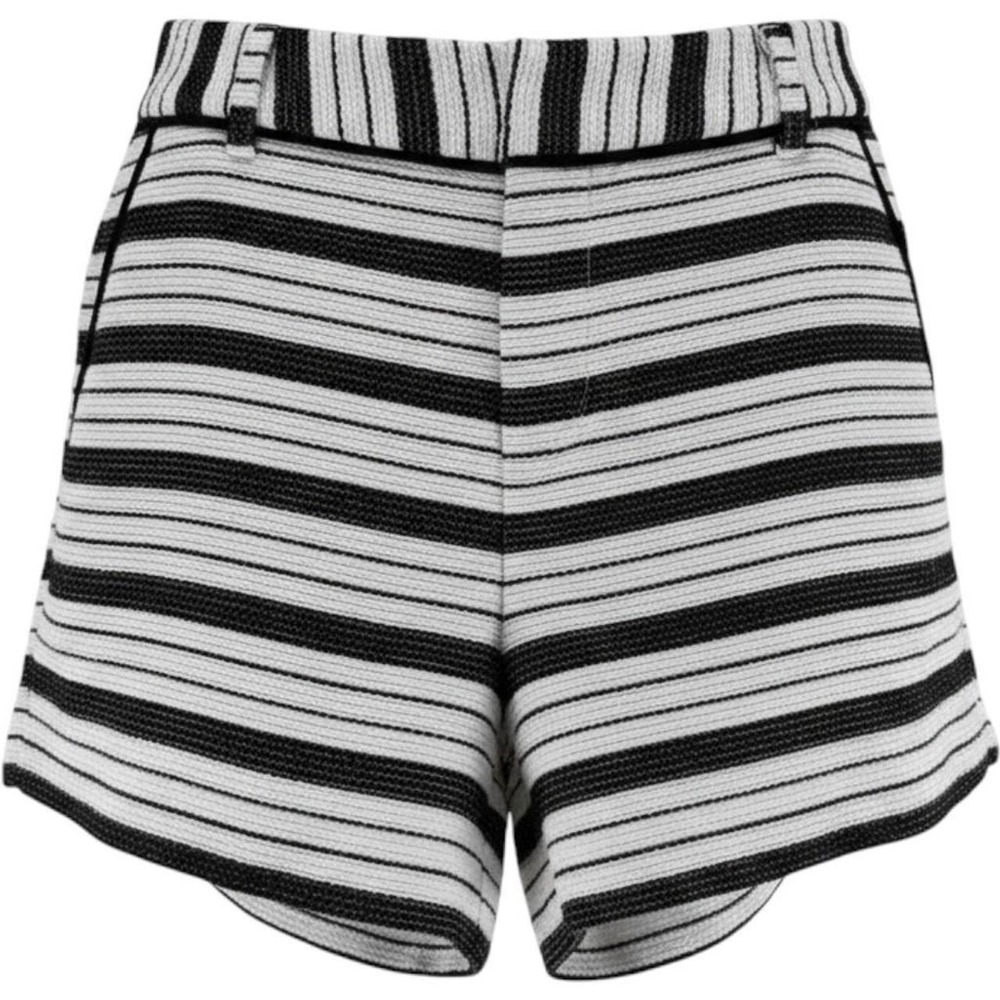 Elle Women Black White Striped Tweed Shorts Size 8 Textured Back Pocket